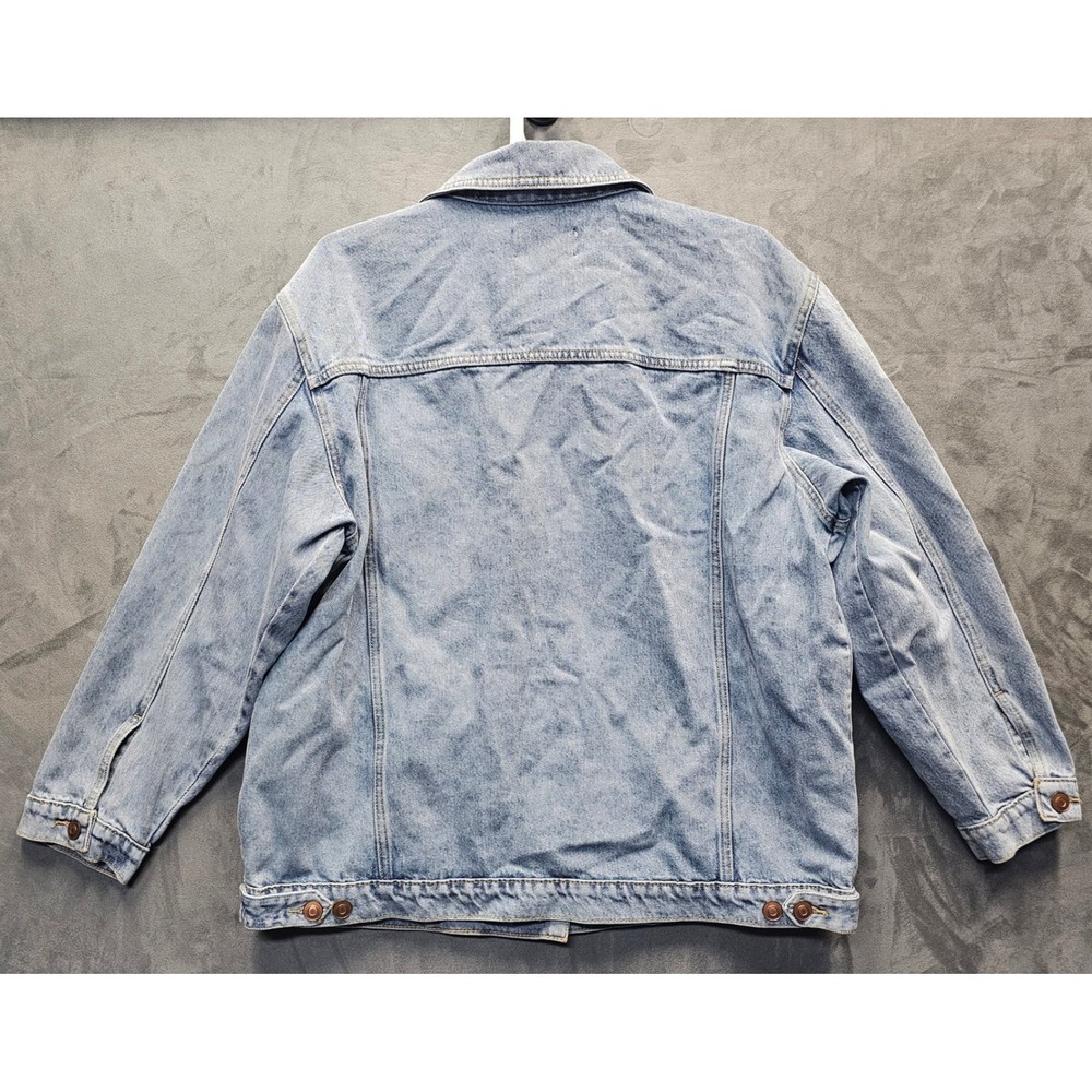 Quince Womens Organic Cotton Oversized Denim Jacket Indigo Blue McCarthy Patch L - Picture 3 of 9